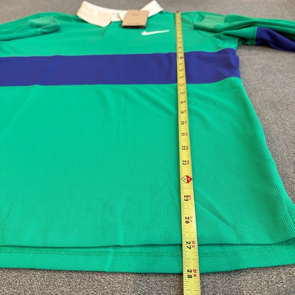 Nike Court Advantage Slam Green Blue Long Sleeve Polo IB8141-324 Men's‎ Medium